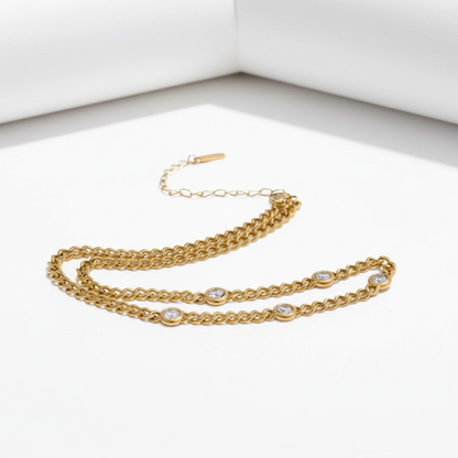 Shiny CZ Cubin Chain Necklace