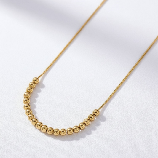 Stainless Steel Herringbone Bubble Bead Necklace