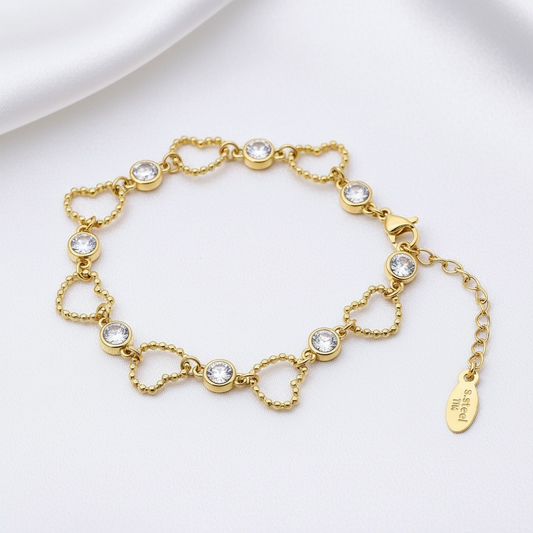 CZ Round Open Bubble Heart Bracelet
