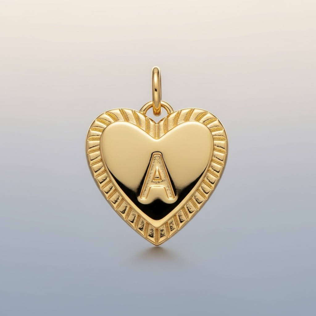 Initial Sunburst Heart Necklace