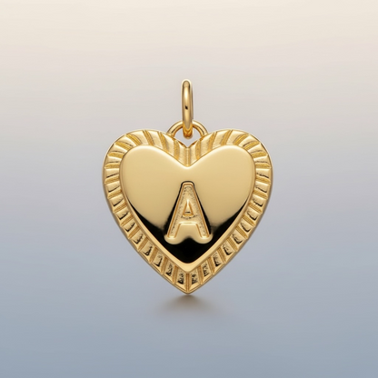 Initial Sunburst Heart Necklace
