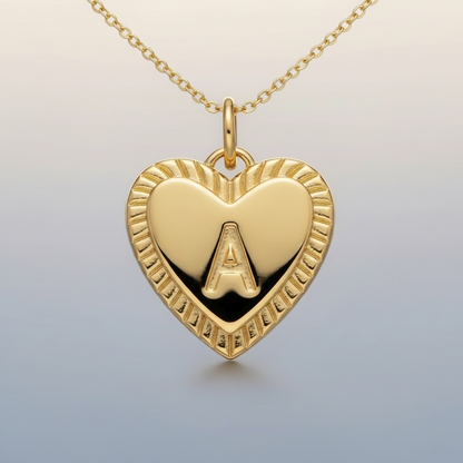 Initial Sunburst Heart Necklace
