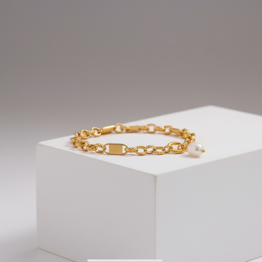Elegant Golden Natural Pearl Bracelet