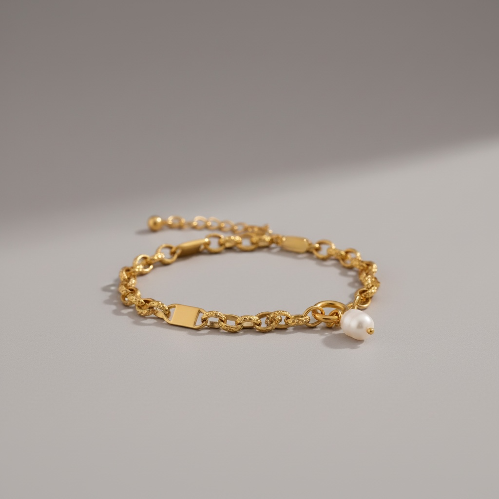 Elegant Golden Natural Pearl Bracelet