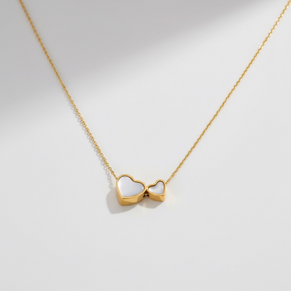 Chic Natural Shell Double Heart Pendant