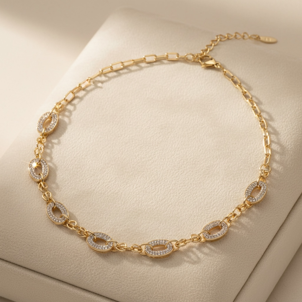 Paperclip Micro Paved CZ Chain