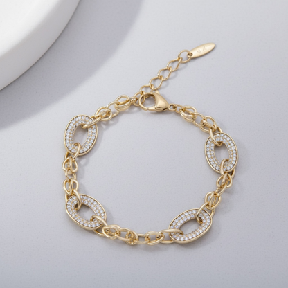 Hollow Oval Micro Paved CZ Bangle Bracelet