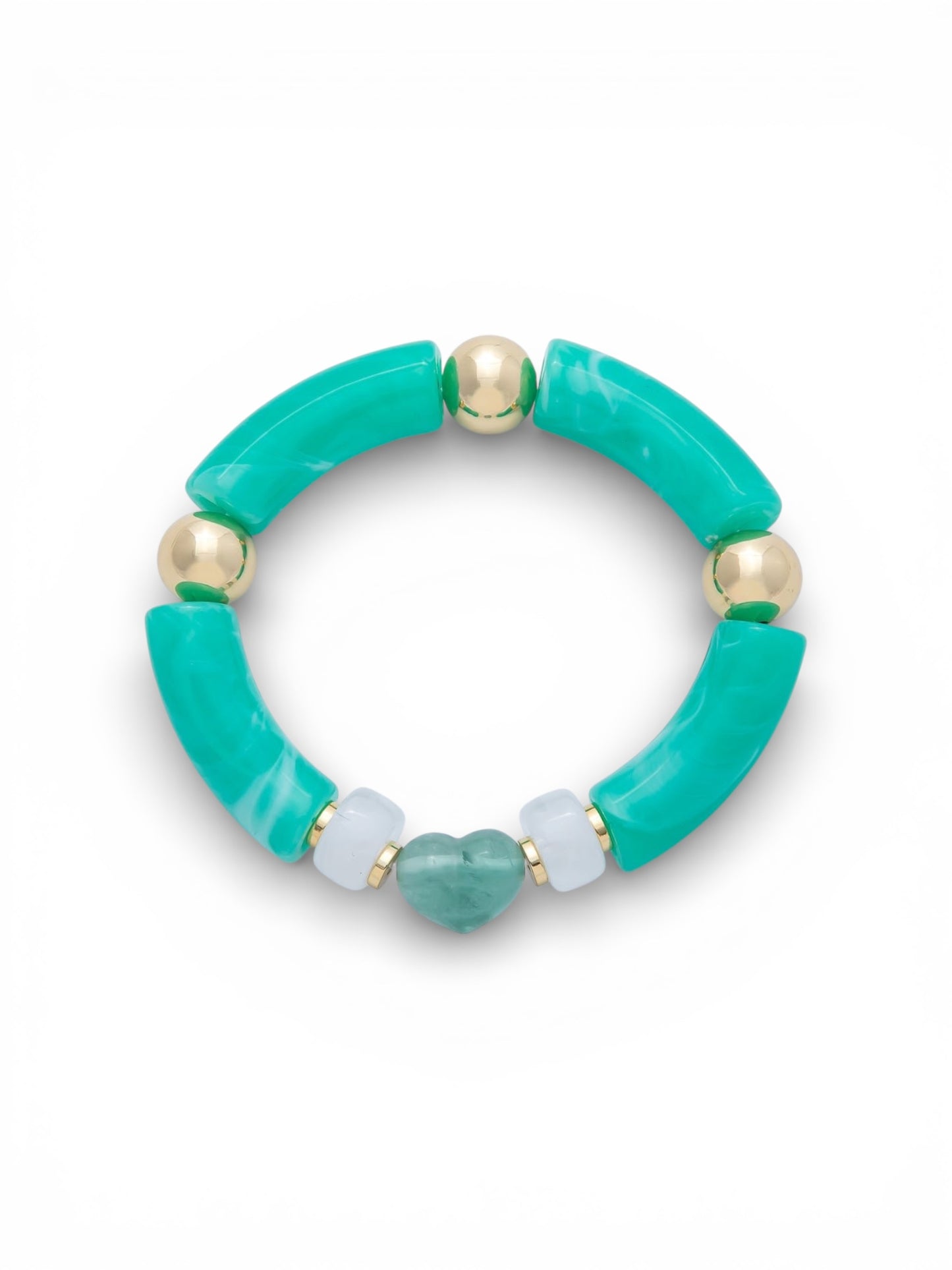 Turquoise Gemstone Heart Bead Stretch Bracelet