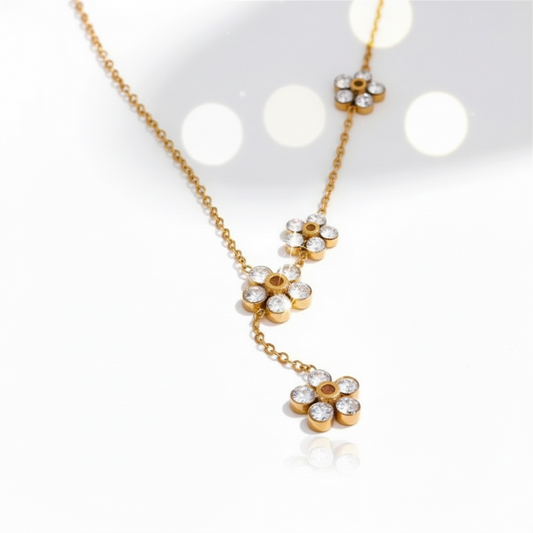 Chic Golden Drop Flower Chain