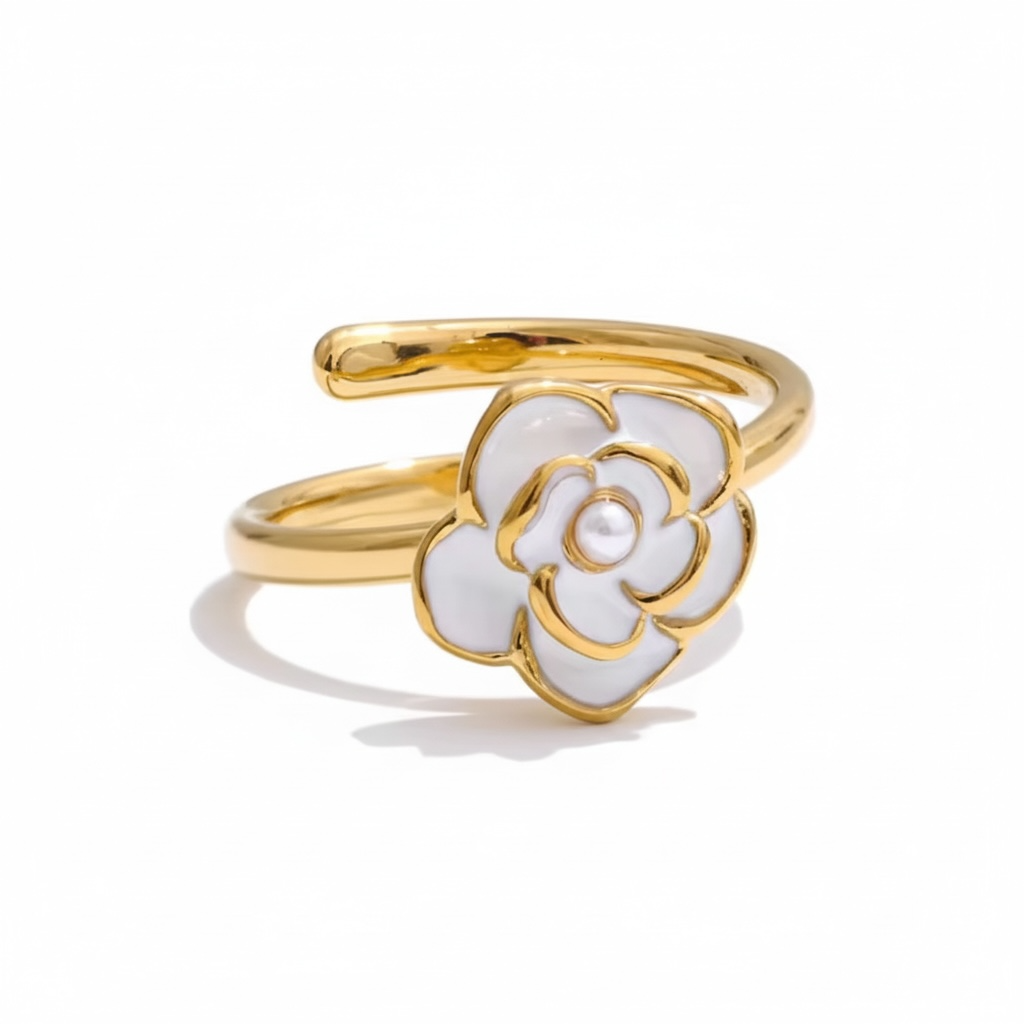 Pearl White Enamel Flower