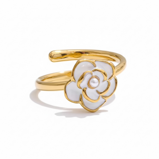 Pearl White Enamel Flower