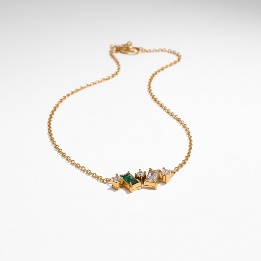 Exquisite Colorful CZ Square Necklace
