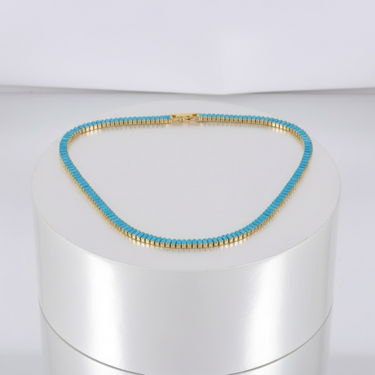 Baguette Turquoise CZ Tennis Chain