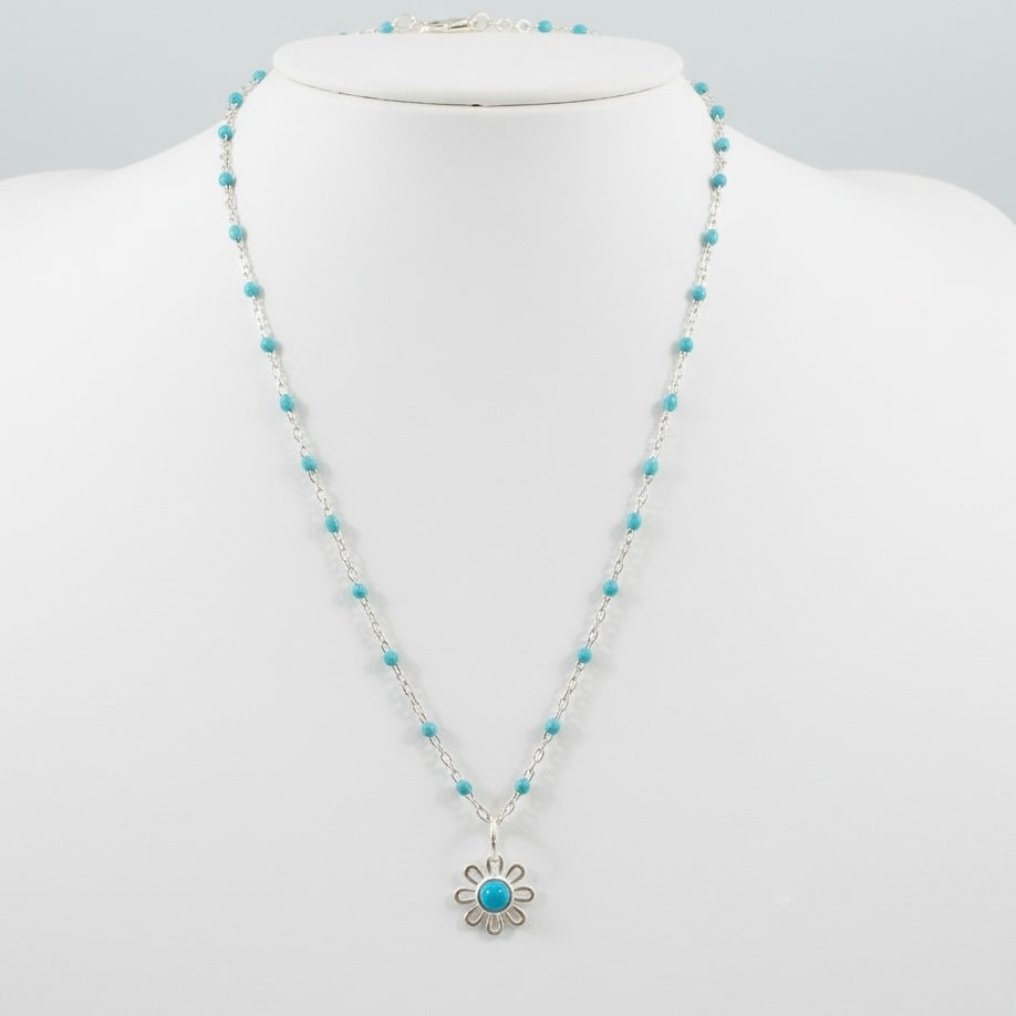 Turquoise Sterling Daisy Necklace