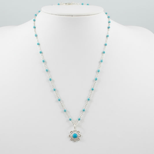 Turquoise Sterling Daisy Necklace