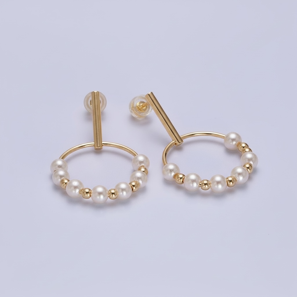 Circular Drop Linear Pearl Earrings