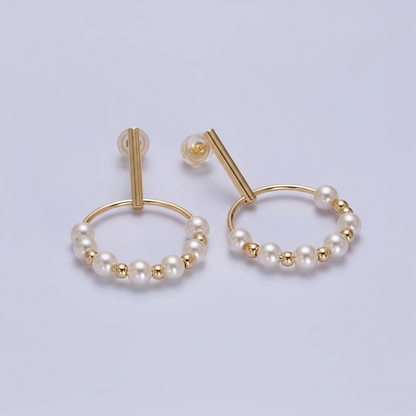Circular Drop Linear Pearl Earrings