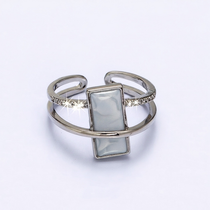 Sparkly Enamel Bar CZ Double Band