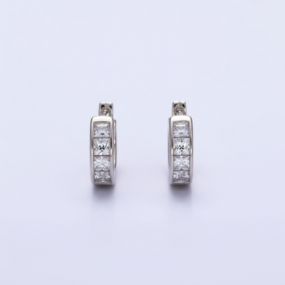 Square CZ Silver Cartilage Huggie's
