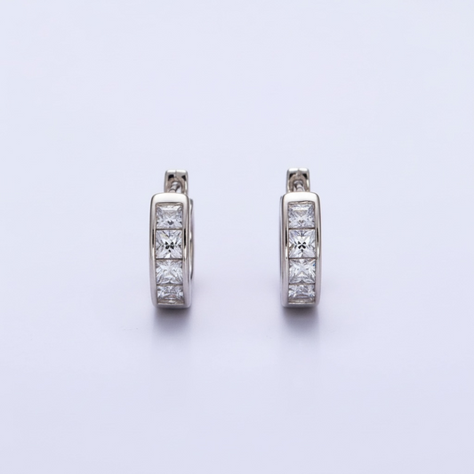 Square CZ Silver Cartilage Huggie's
