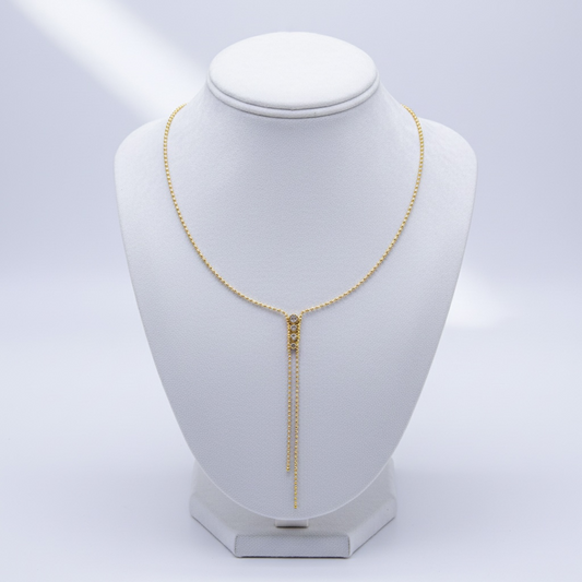 Clear CZ Gradient Round Ball Lariat Necklace