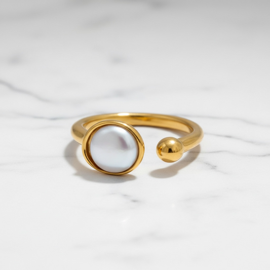 Natural Shell Fritillary Geometric Ring