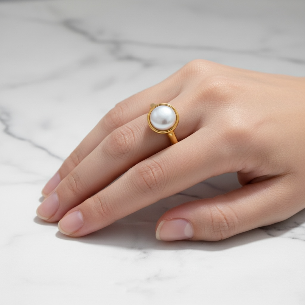 Natural Shell Fritillary Geometric Ring