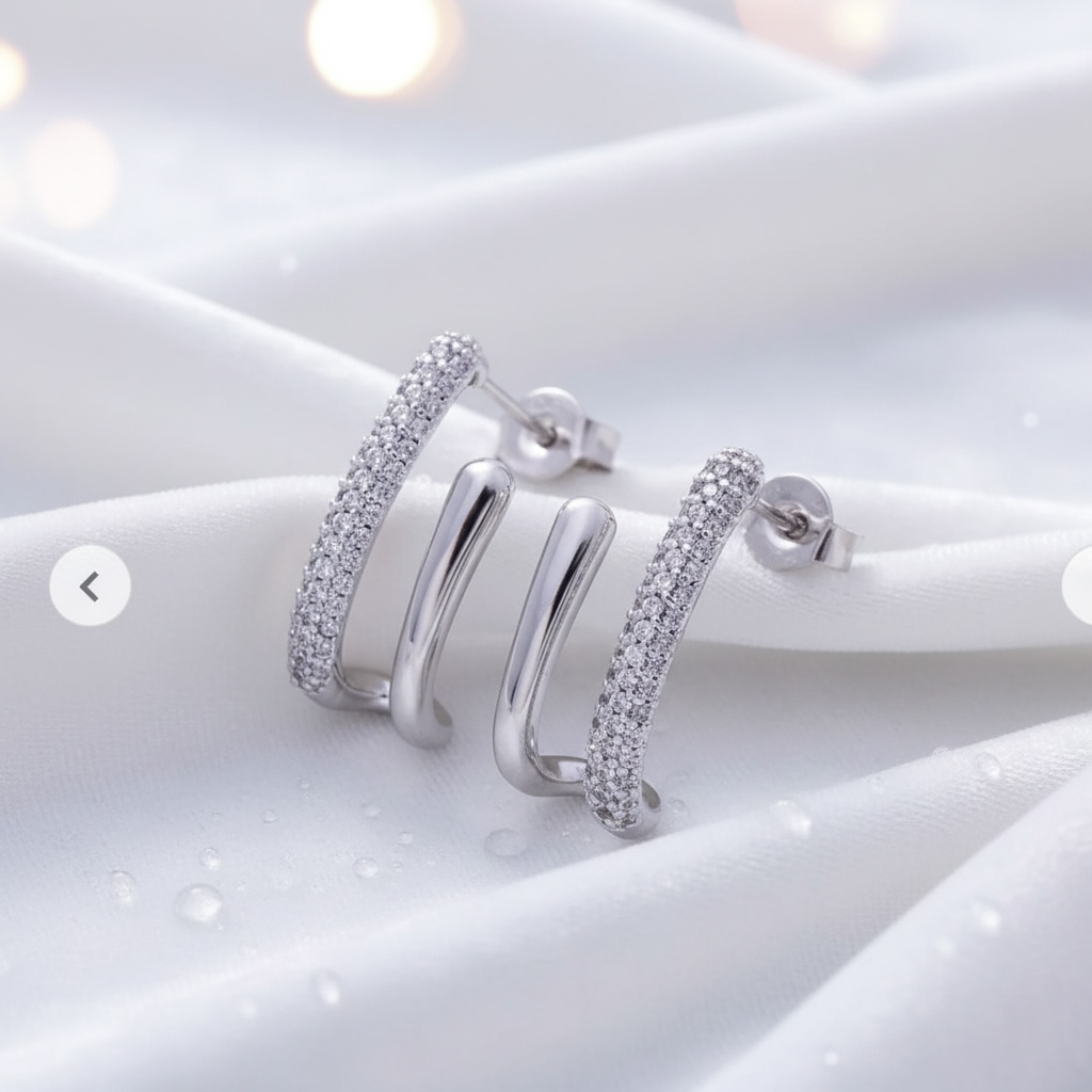 Double Claw Micro Paved Hoop Earrings