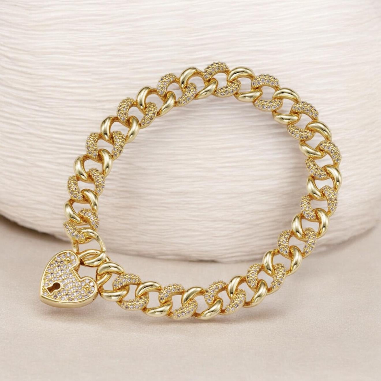Micro Paved Interlock Heart Bracelet
