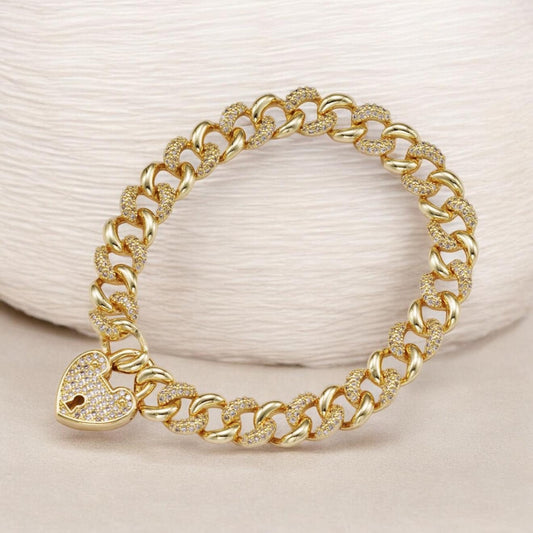 Micro Paved Interlock Heart Bracelet