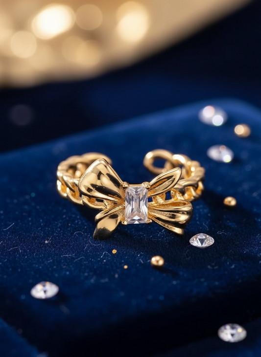 Baguette Ribbon Chain Ring
