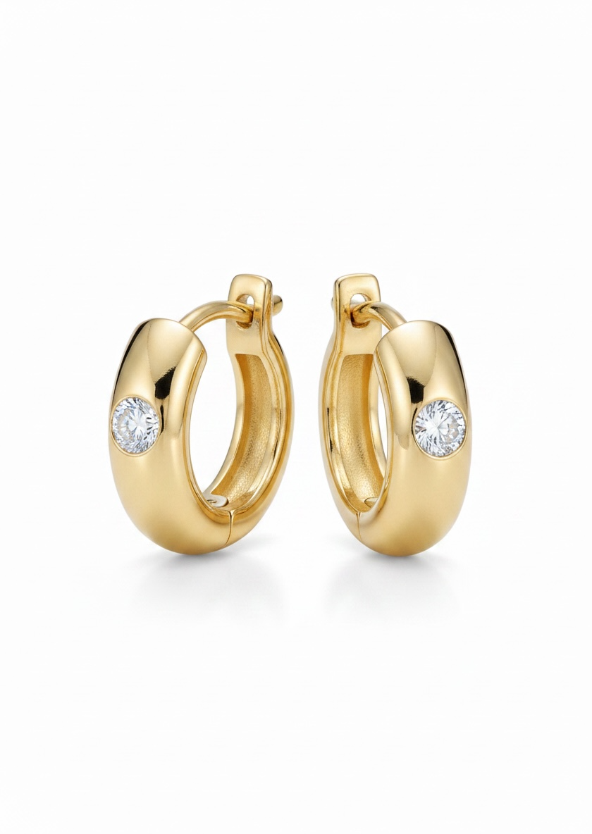 CZ Dotted Huggie Earrings