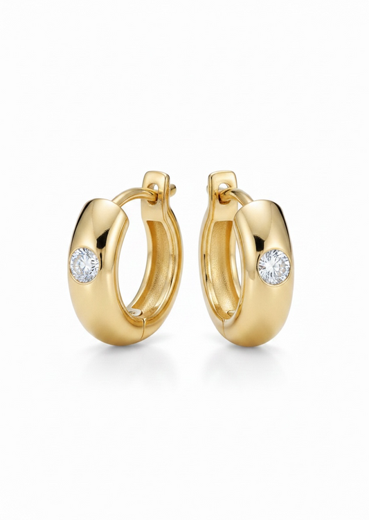 CZ Dotted Huggie Earrings