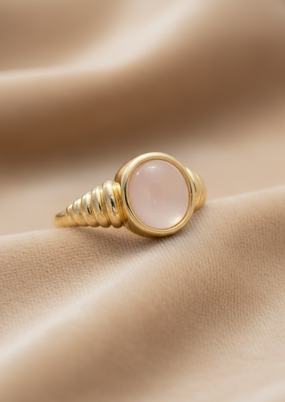 White Quartz Gemstone Crossiant Ring