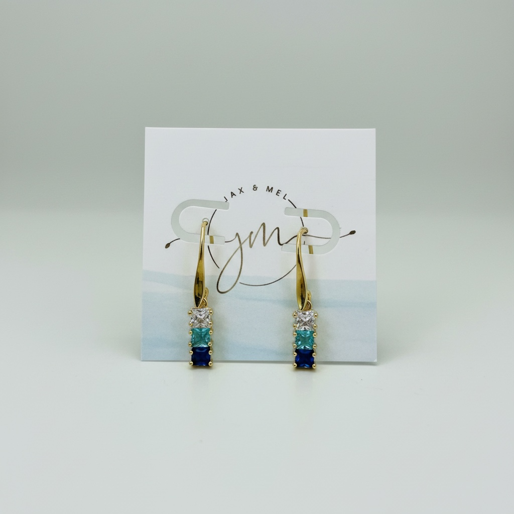 Gradient Square CZ Linear Earrings
