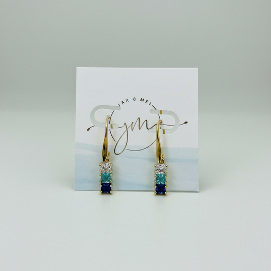 Gradient Square CZ Linear Earrings