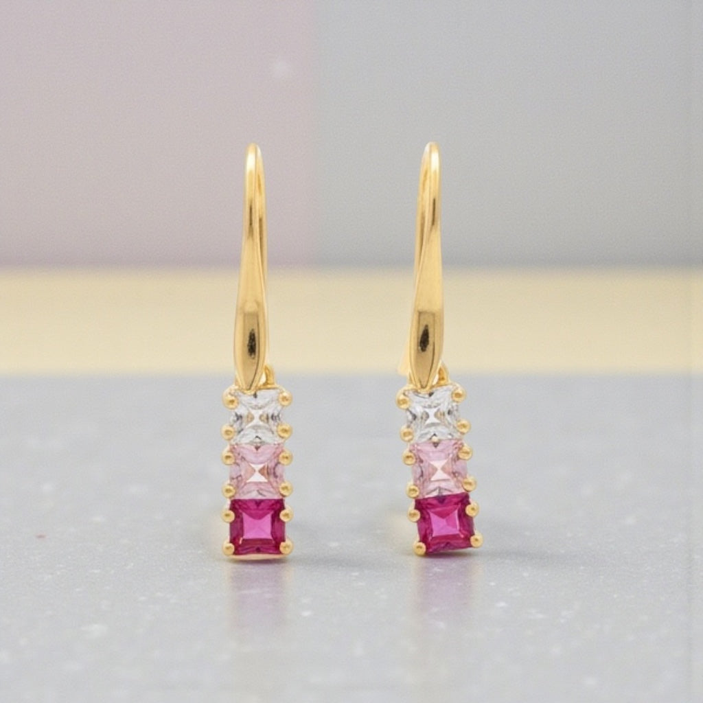 Gradient Square CZ Linear Earrings