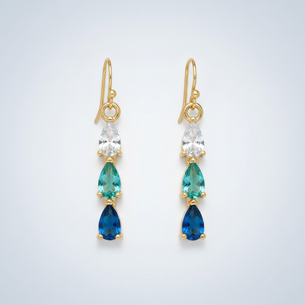 Triple Teardrop Linear Earrings