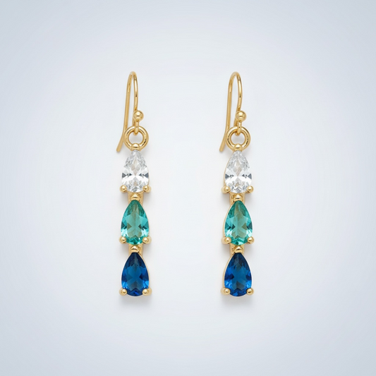 Triple Teardrop Linear Earrings
