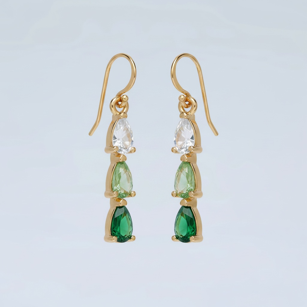 Triple Teardrop Linear Earrings