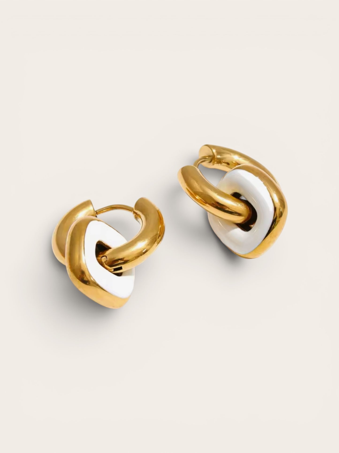 Enamel Square Drop Hoop Earring