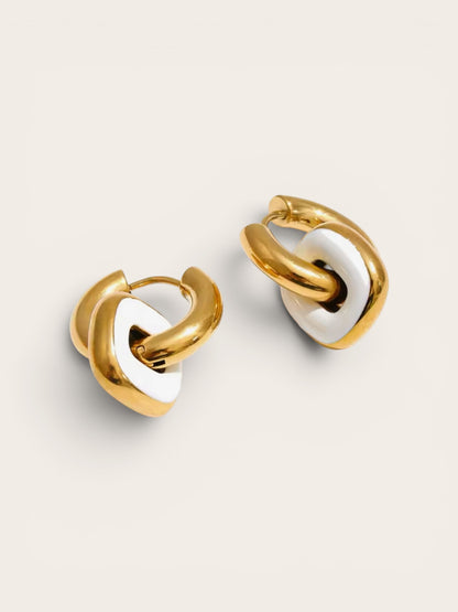 Enamel Square Drop Hoop Earring