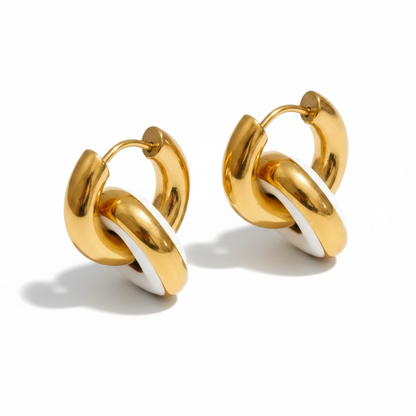 Enamel Square Drop Hoop Earring