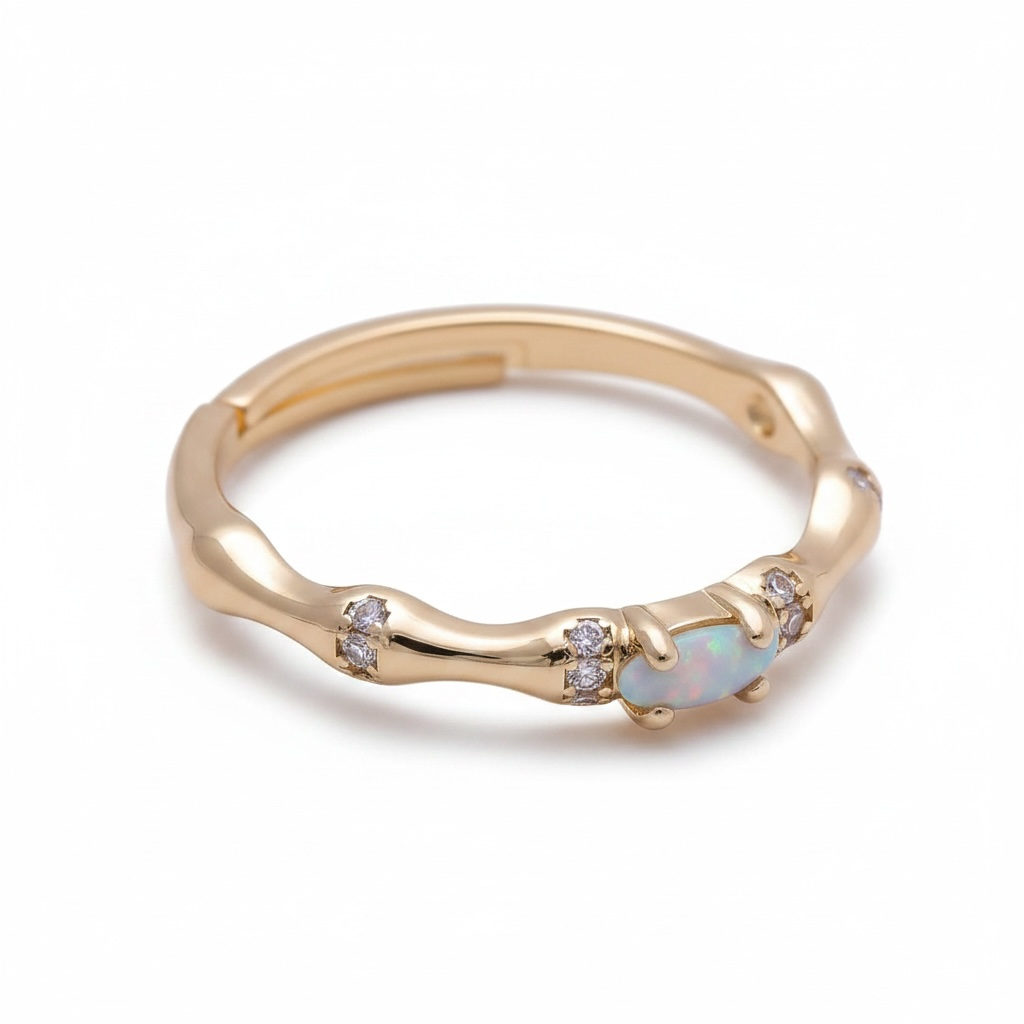 Paved Bamboo CZ Ring