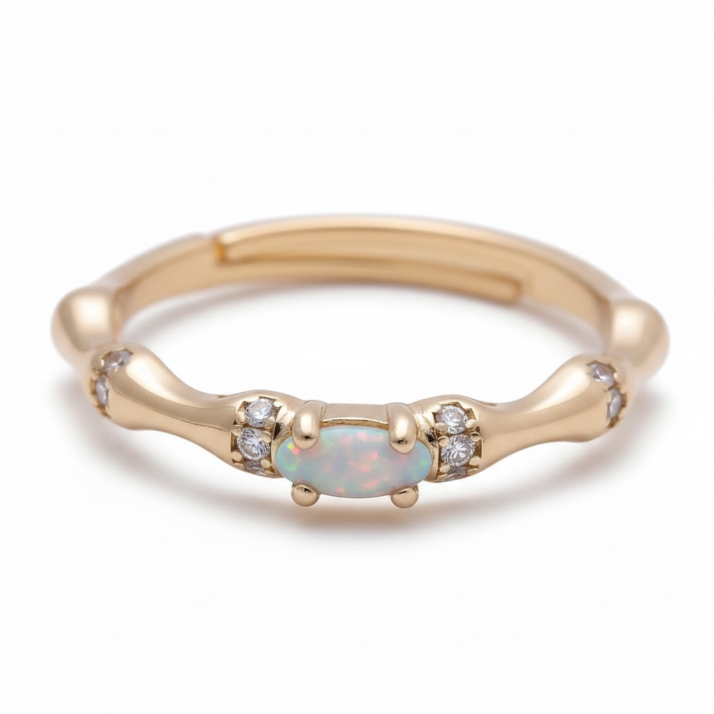 Paved Bamboo CZ Ring