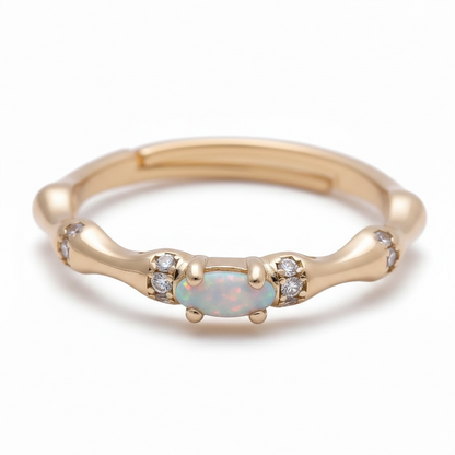 Paved Bamboo CZ Ring