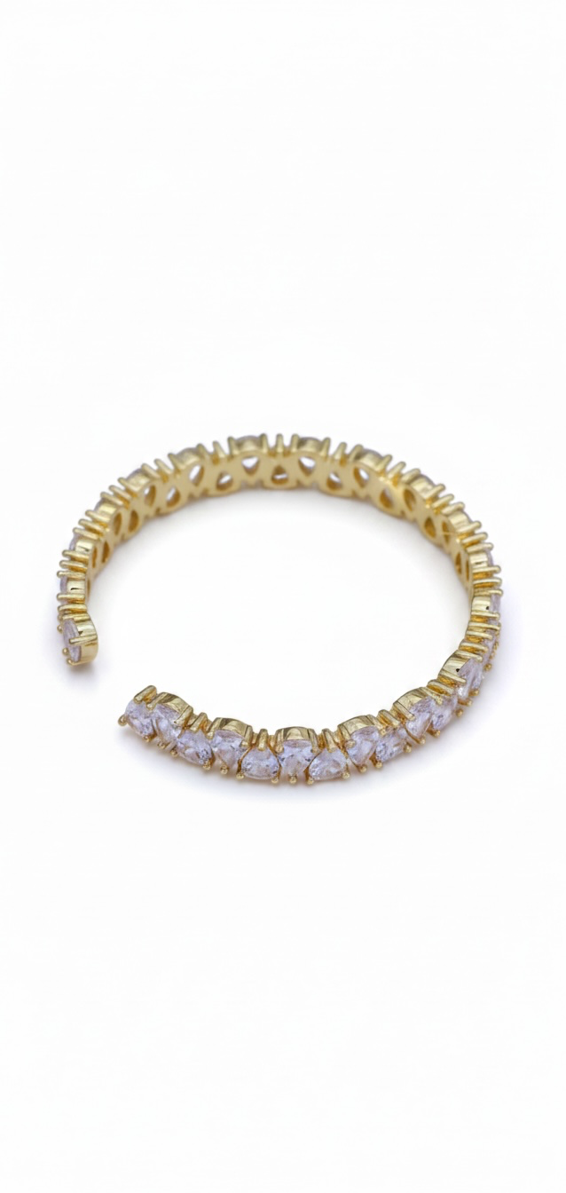 CZ Teardrop Tennis Cuff Bracelet