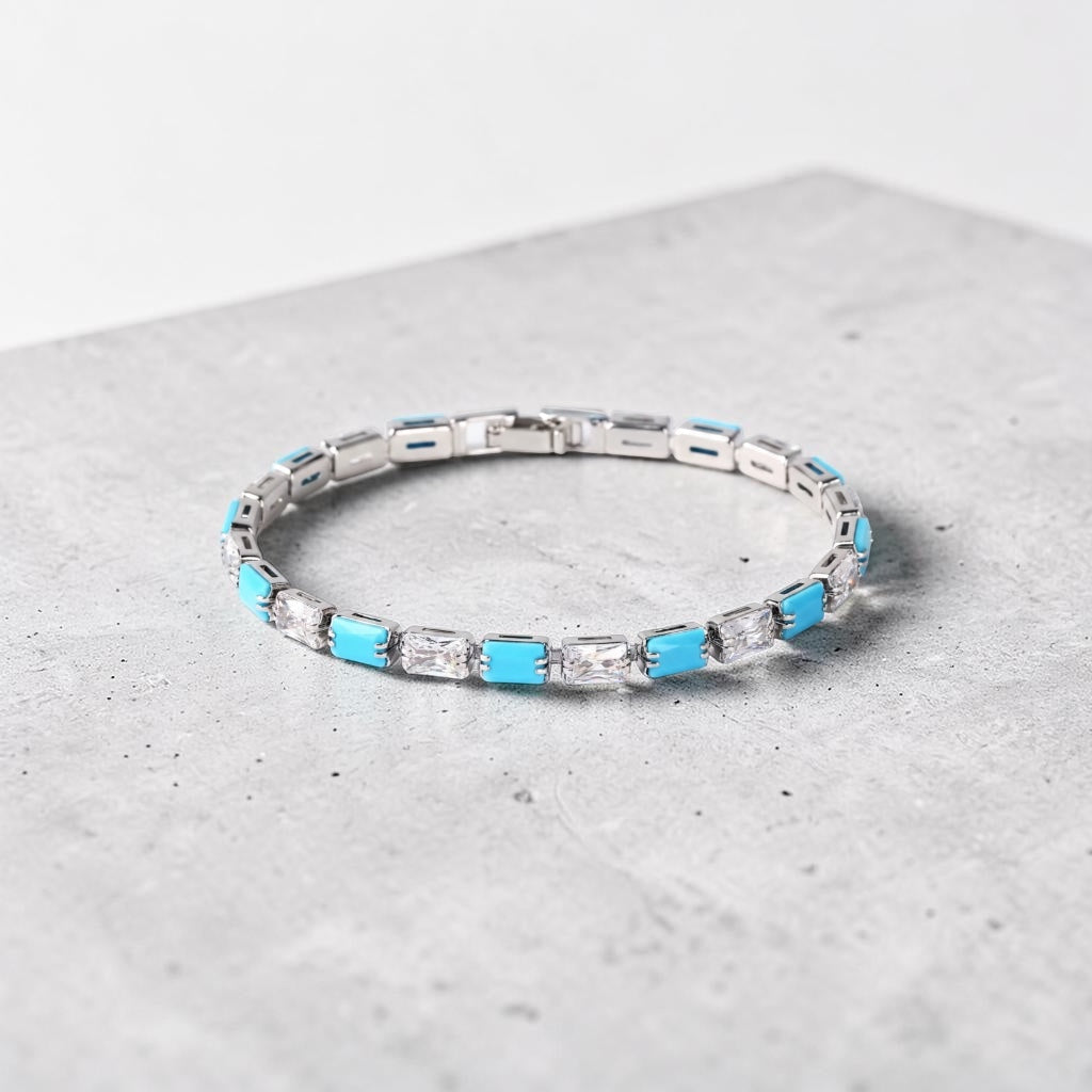 Blue Turquoise Tennis Bracelet