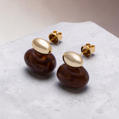 Golden Resin Drop Earrings