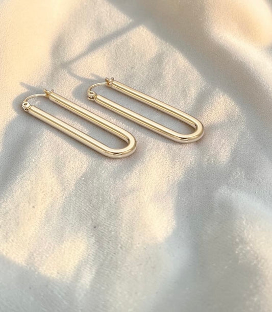 Golden Elongated Hoops ( 44 MM)